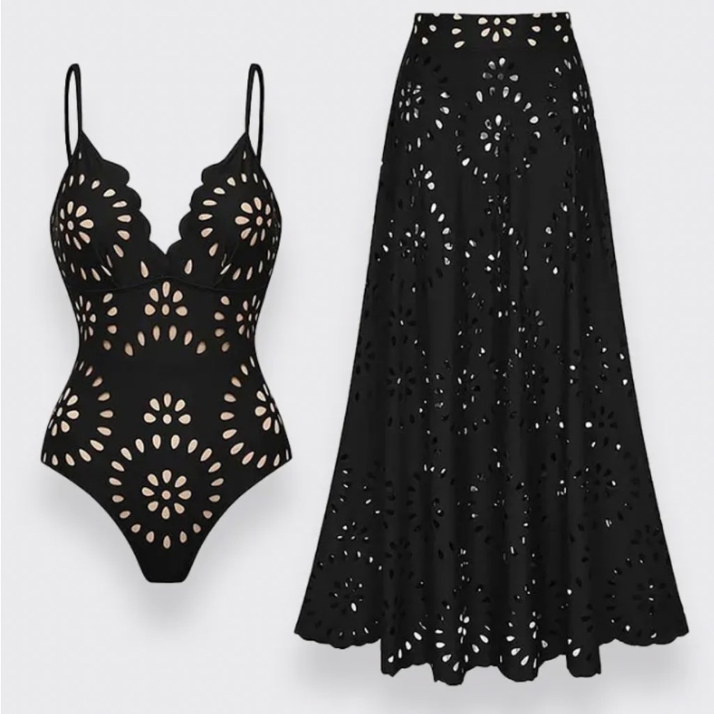 Chic Black and Cream Women's One Piece Swimsuit
